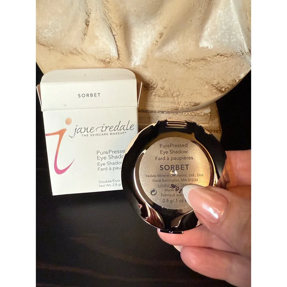Jane Iredale PurePressed Eye Shadow Duo Sorbet Peach Taupe Mineral Makeup 2.8g